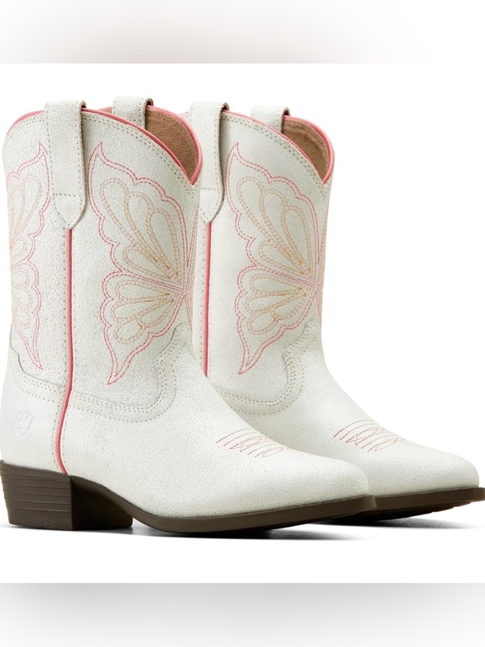 NWOB ARIAT Kids' Heritage Butterfly Western Boot Big Girl Sz 5 Distressed Ivory